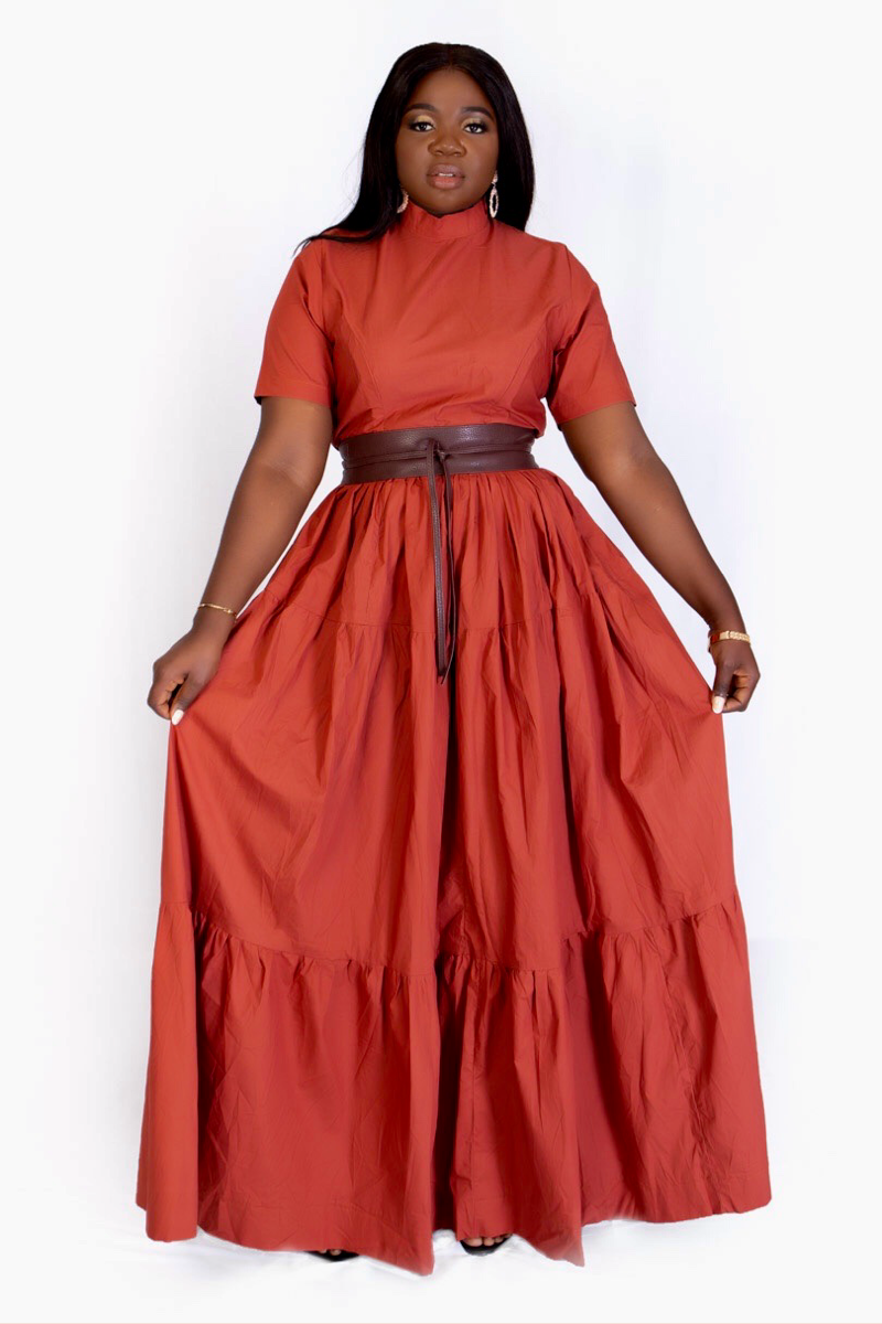 CARLY COTTON DRESS ( Burnt Organe)