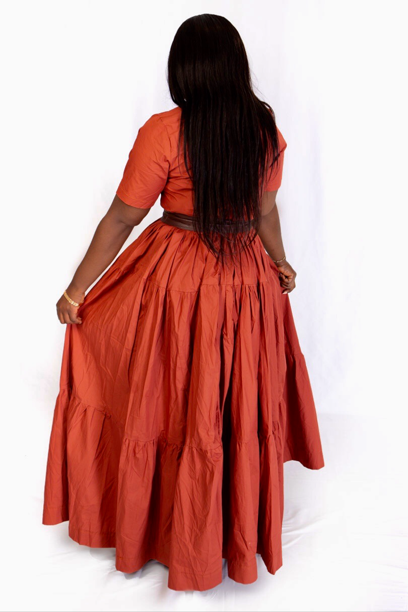 CARLY COTTON DRESS ( Burnt Organe)