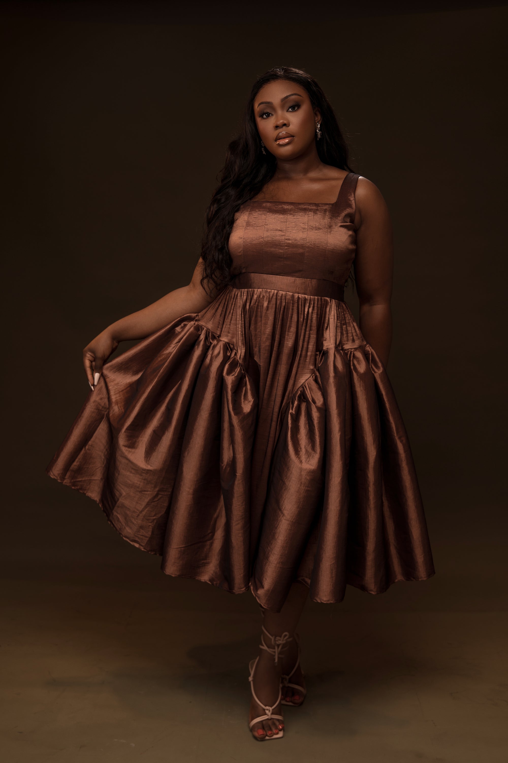 NADE DRESS (BROWN)
