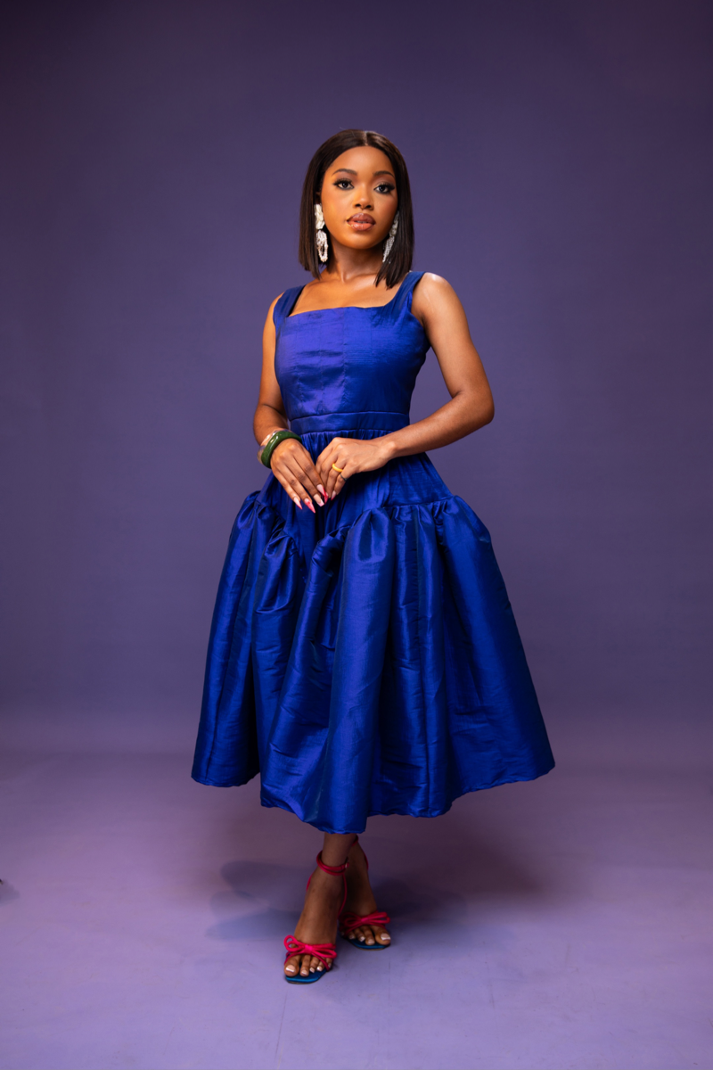 NADE DRESS (NAVY BLUE)