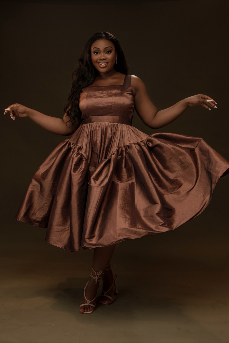 NADE DRESS (BROWN)
