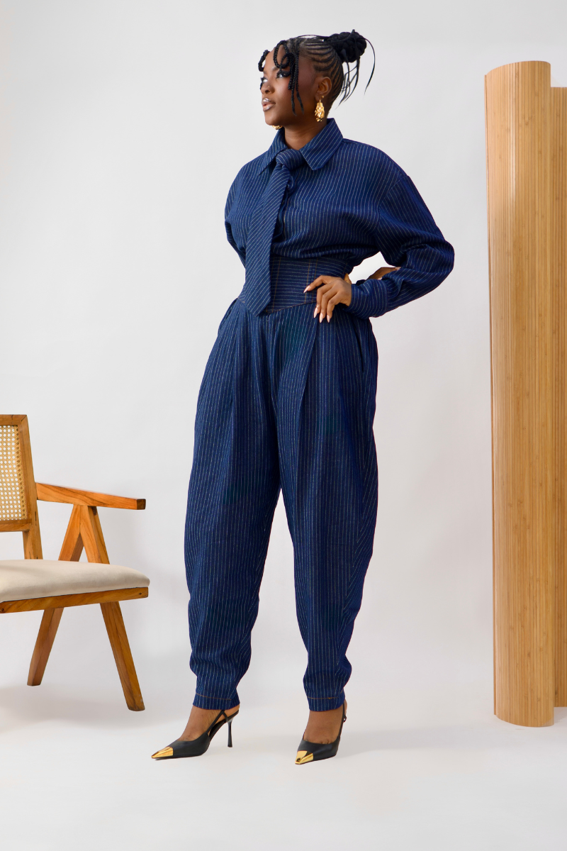 LUXE SET (DENIM PINSTRIPE)