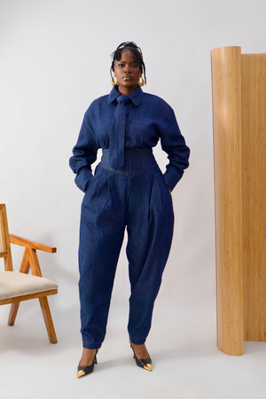 LUXE SET (DENIM PINSTRIPE)