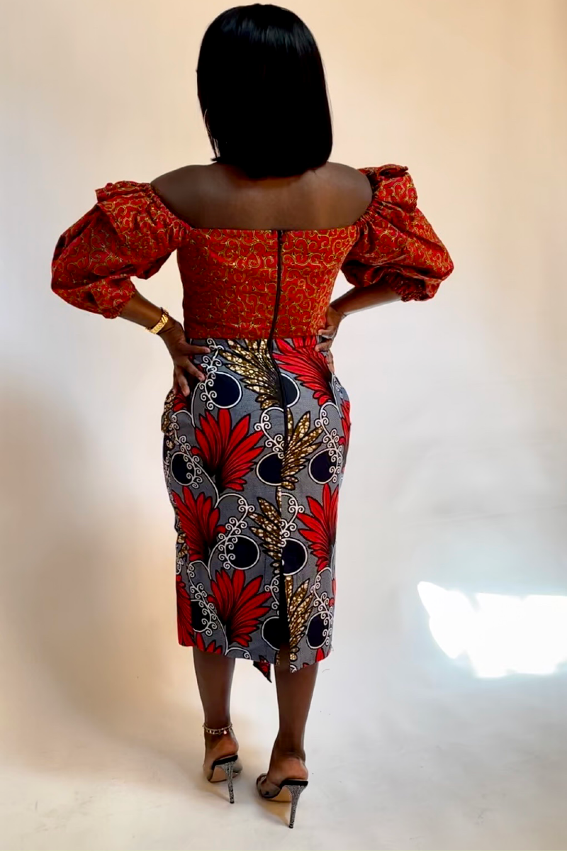 SELIN ANKARA DRESS (RED)